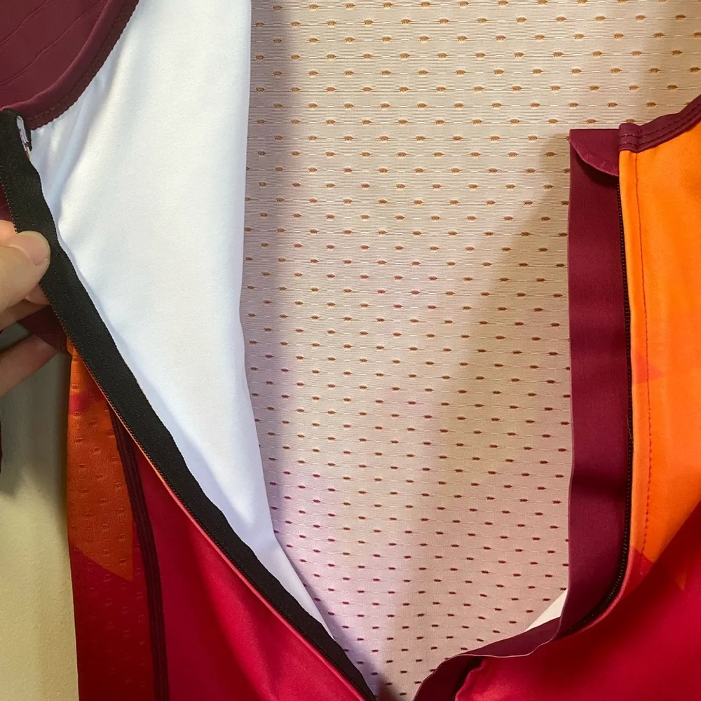 COPY - Coeur Women's Gradient  - Burgundy and Orange - Biking Cycling Zippered … - Picture 3 of 6